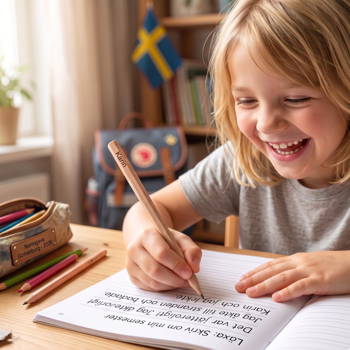 Blyertspennor med namn till barn – perfekt present till skolstarten